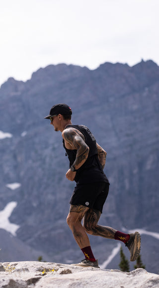 Johnny Collinson Trial Running in KOM Socks